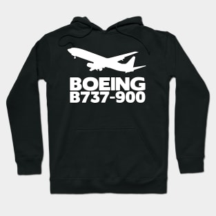 Boeing B737-900 Silhouette Print (White) Hoodie